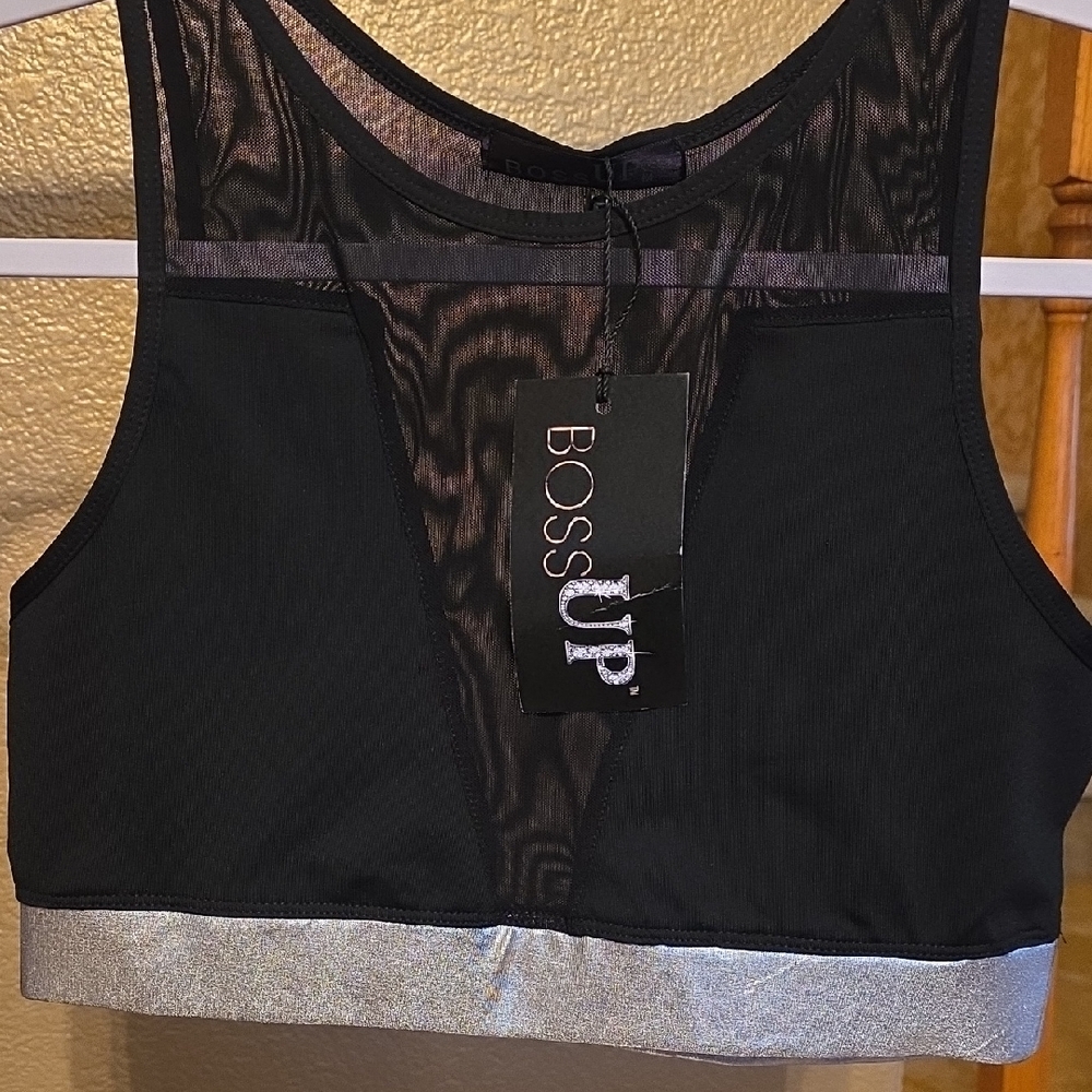 Boss Black and Silver Crop Top